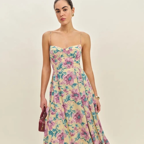 Reformation Jaelyn Dress Yellow - Size 12 - Picture 1 of 6